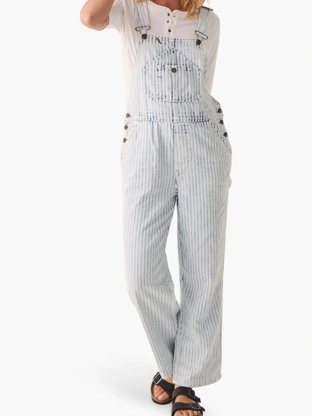 Faherty Topsail Stripe Straight Leg Overalls